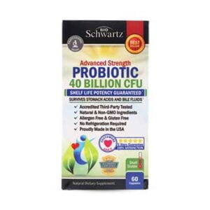 دواء بروبيوتيك للكبار Schwartz advanced strength probiotic بتركيز40 مليار خلية عدد 60 كبسولة